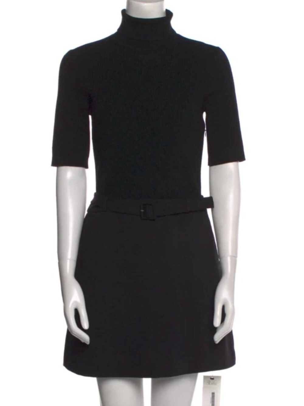 Black Merino Wool Belted Mini Dress | Theory
